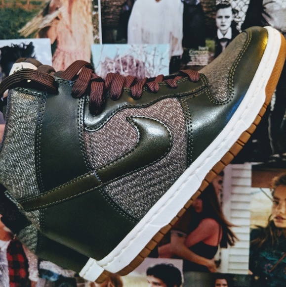 Nike Shoes - Nike Sky Hi Olive Green Wedge Heeled Sneakers